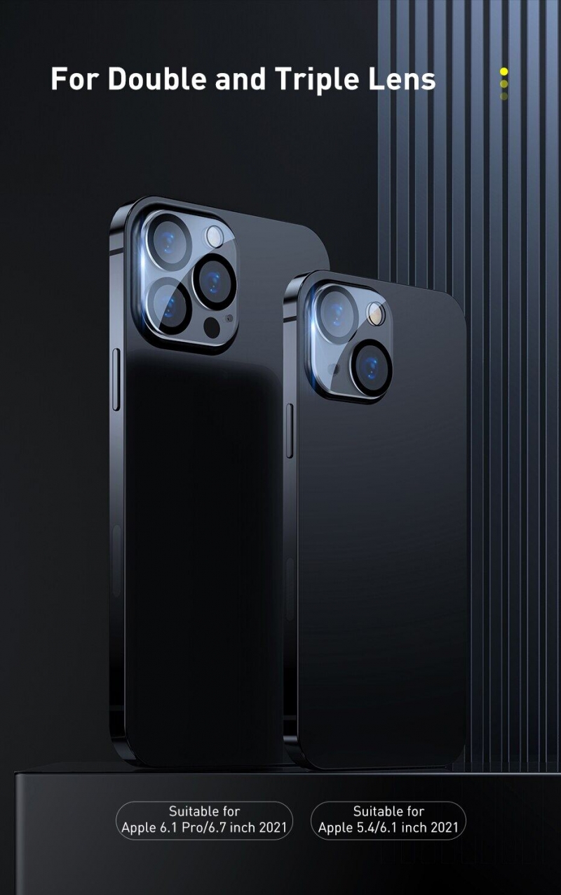 Cụm Kính Cường Lực Camera Sau iPhone 12 Pro Max Hiệu Baseus chất liệu từ kính là giải pháp bảo vệ chiếc camera siểu khủng của máy hạn chế tình trạng trầy xước, va đập